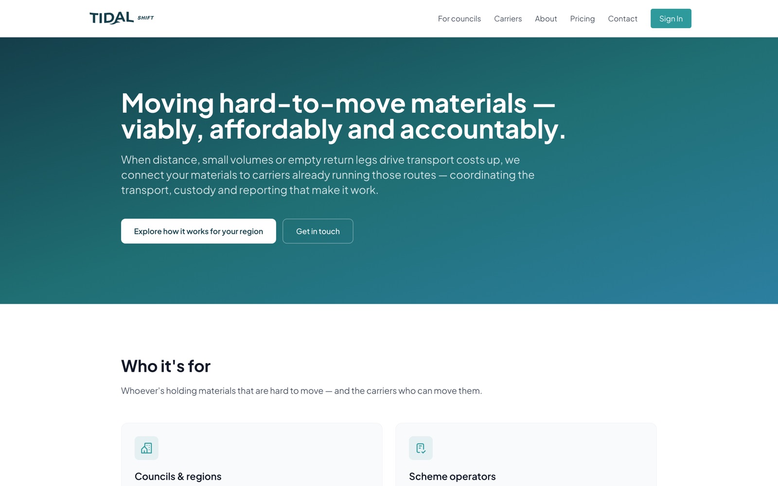 The Tidal Shift reverse-logistics platform